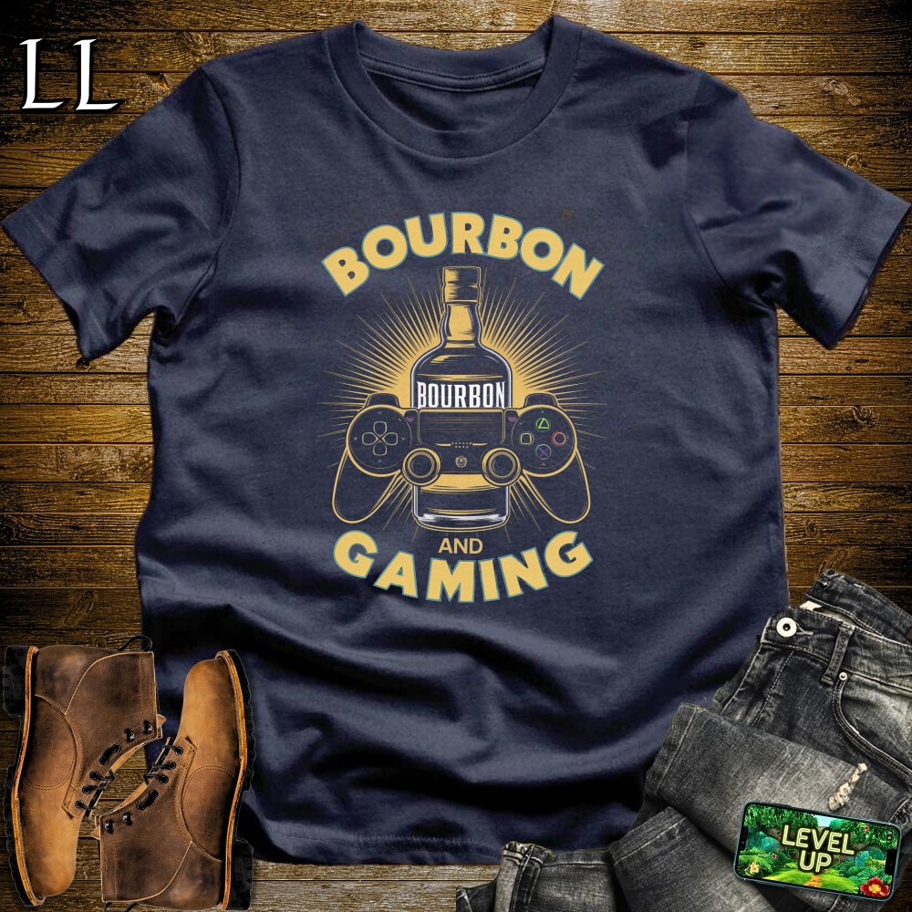 Bourbon and Gaming Softstyle Tee - Navy - LegacyLayers