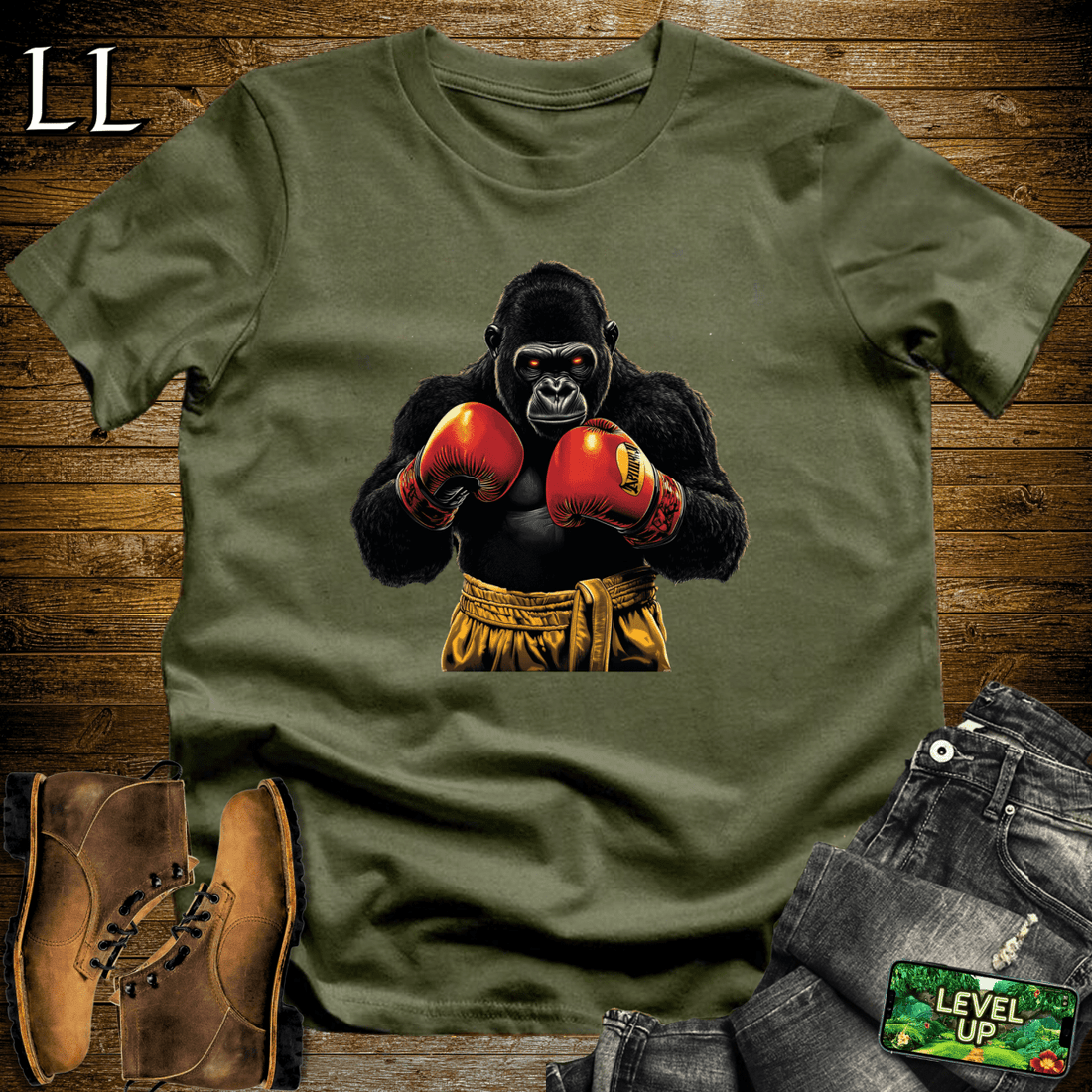 Boxer Gorilla Softstyle Tee Military Green | Fighting Tee