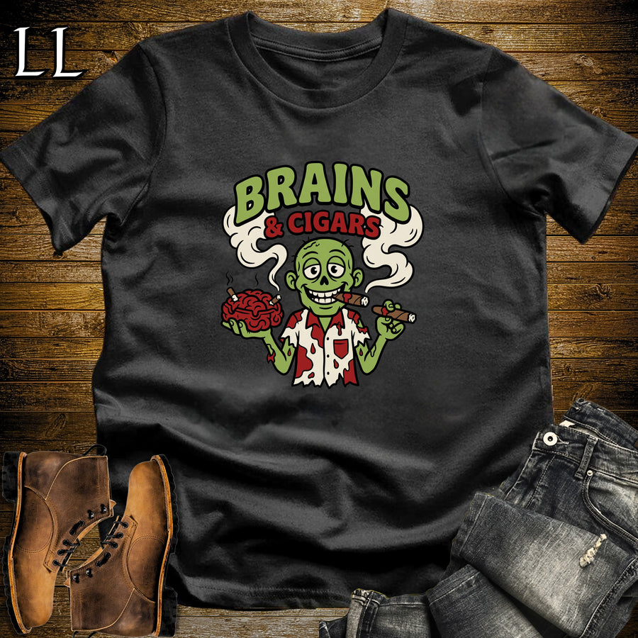 Brains & Cigars Zombie Bowling Shirt Cigar T-Shirt Black | Zombie Cigar Shirt