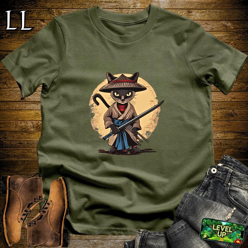 Burmese Cat Samurai Navy | Exotic Cat Tee