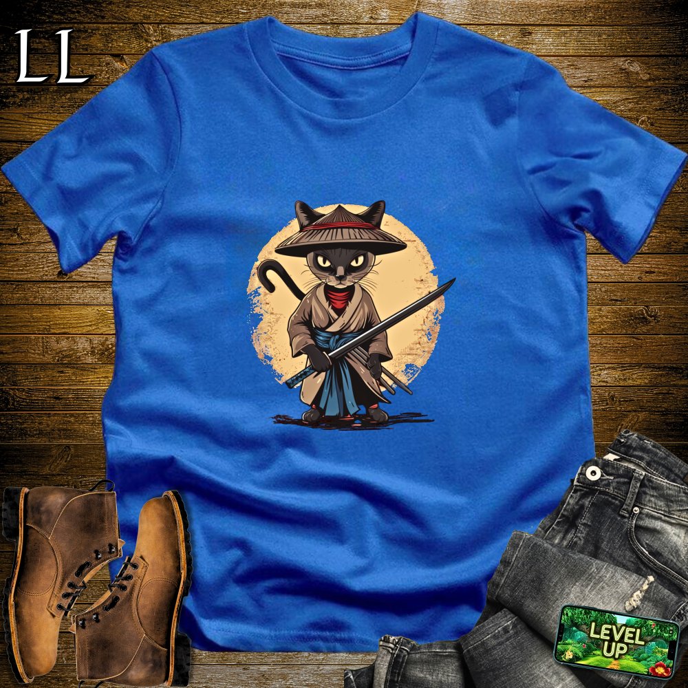 Burmese Cat Samurai Softstyle Tee - Royal - LegacyLayers