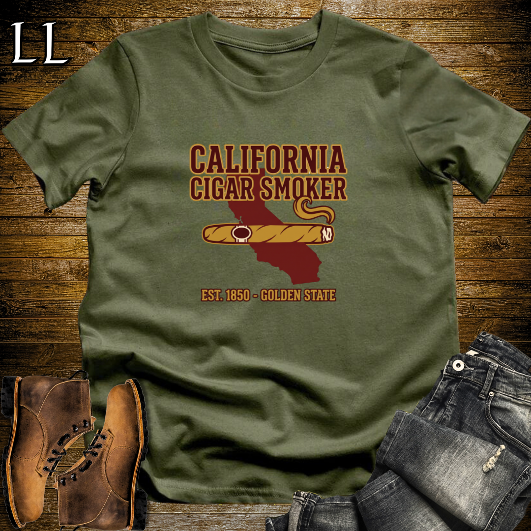 California Cigar Smoker T-Shirt Military Green | State Cigar Shirt