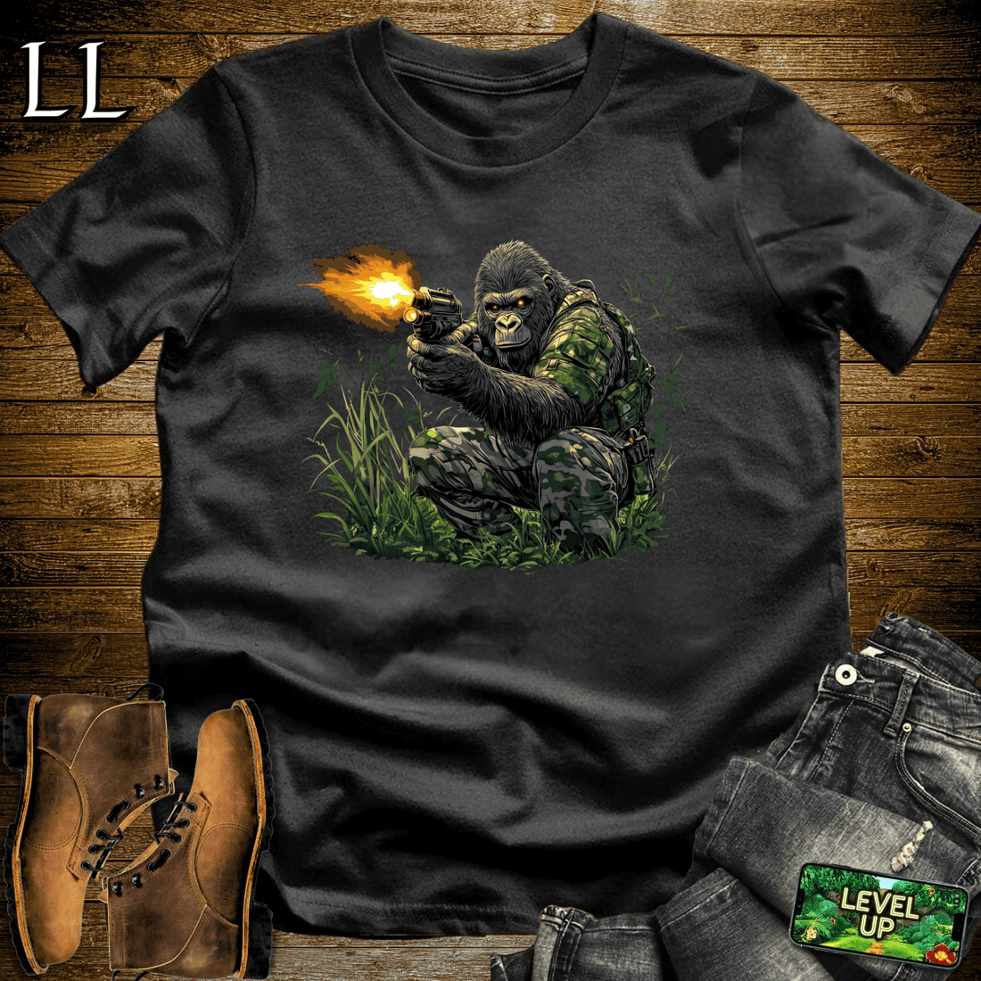 Camo Gorilla Softstyle Tee Black | Tactical Tee