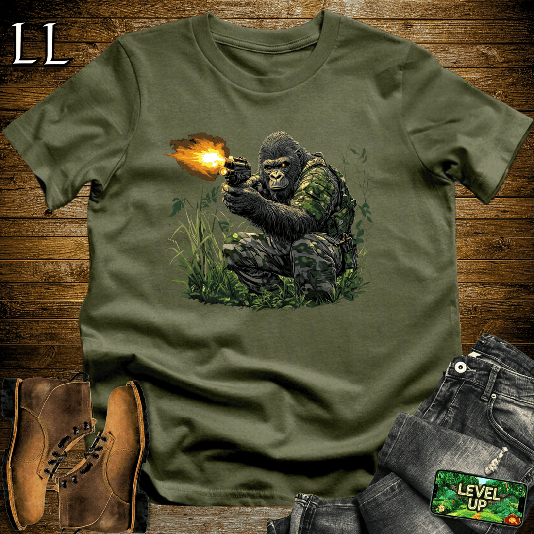 Camo Gorilla Softstyle Tee Military Green | Tactical Tee