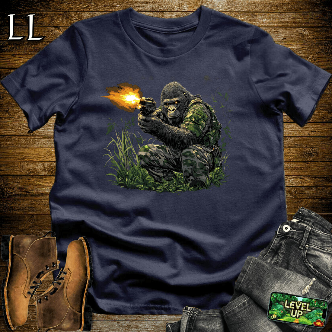 Camo Gorilla Softstyle Tee Navy | Tactical Tee