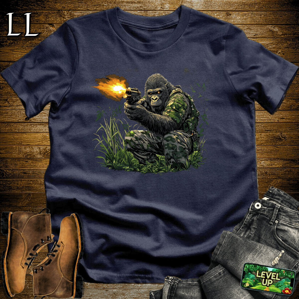 Camo Gorilla Softstyle Tee Navy | Tactical Tee