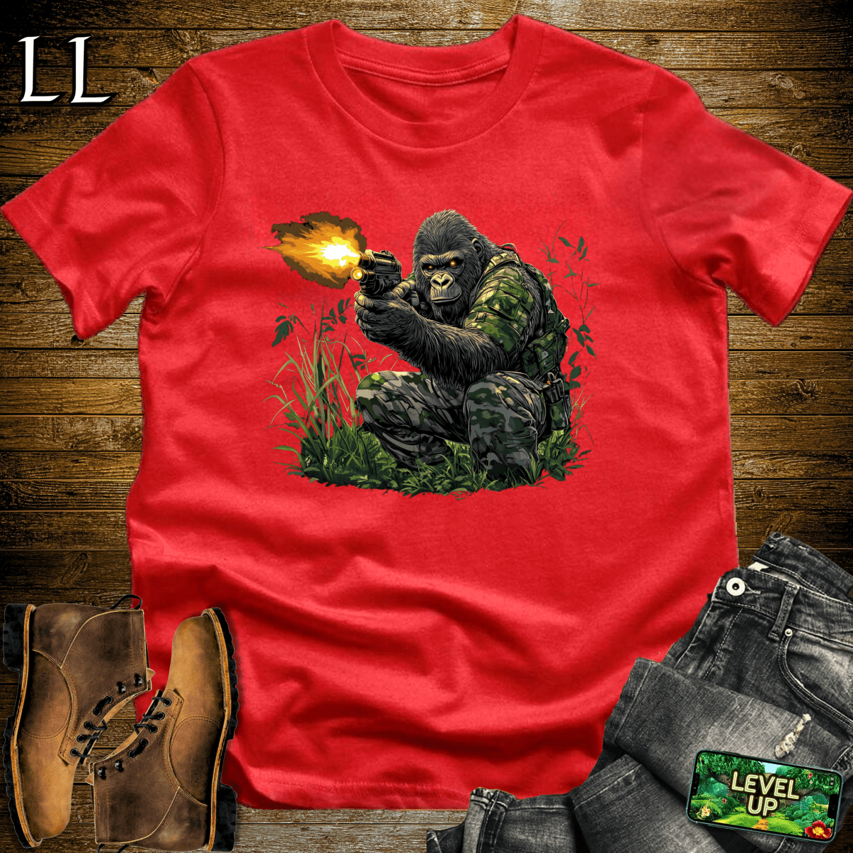 Camo Gorilla Softstyle Tee - Red - LegacyLayers