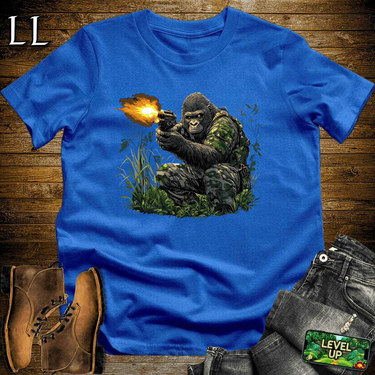 Camo Gorilla Softstyle Tee - Royal - LegacyLayers