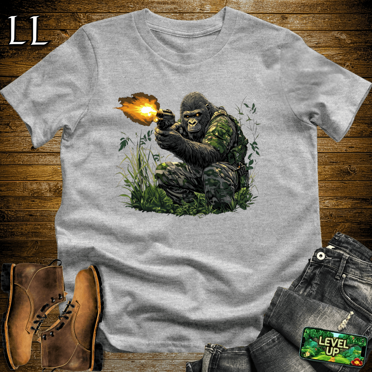 Camo Gorilla Softstyle Tee - Sport Grey - LegacyLayers