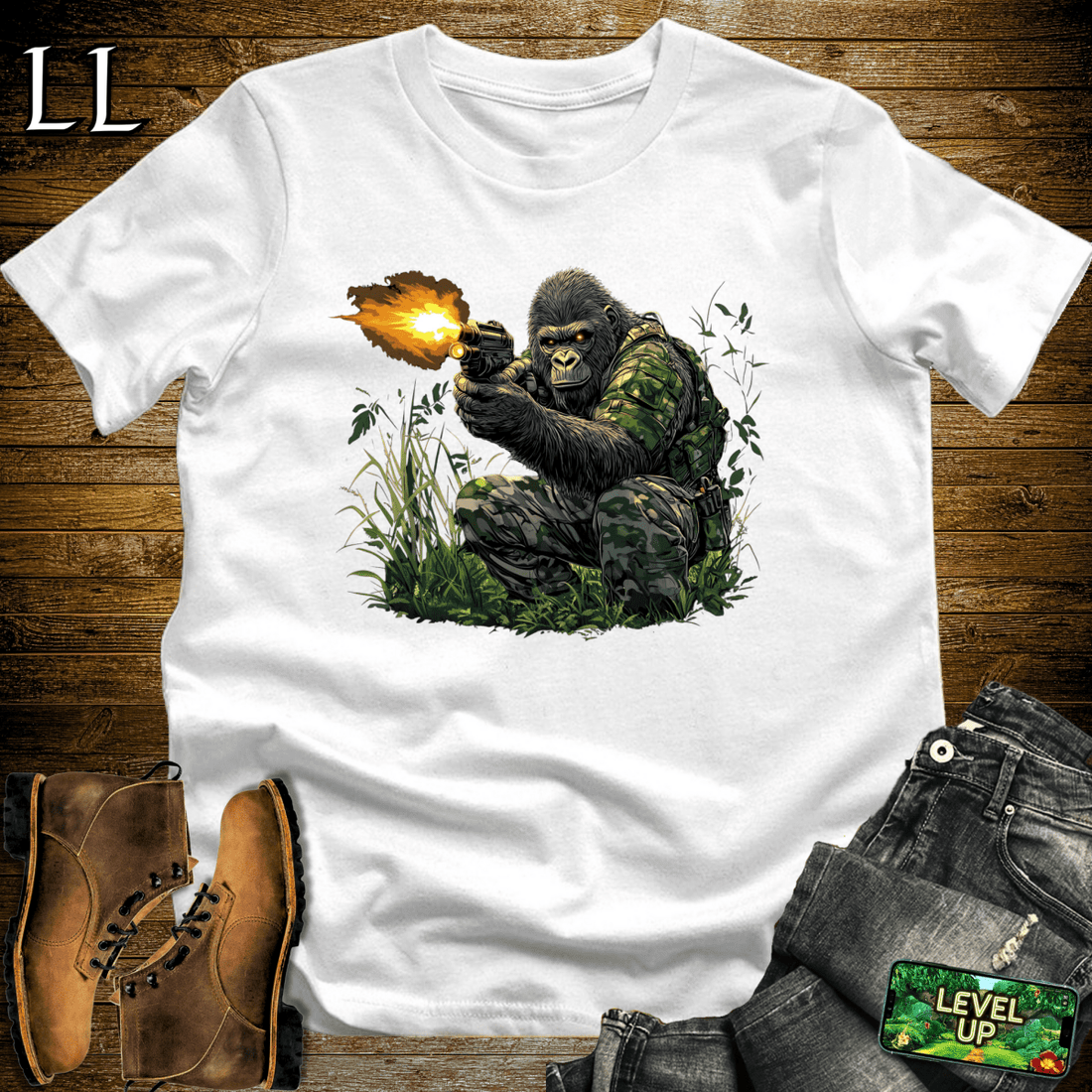 Camo Gorilla Softstyle Tee White | Tactical Tee