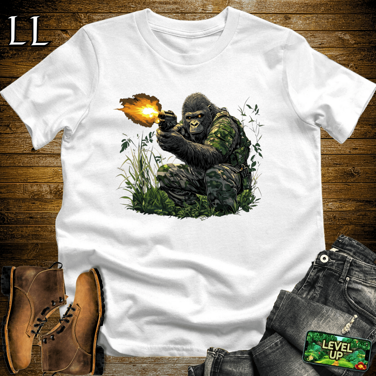 Camo Gorilla Softstyle Tee - White - LegacyLayers