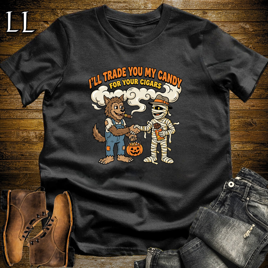 Candy for Cigars Werewolf & Mummy Trade T-Shirt Black | Werewolf Cigar Shirt