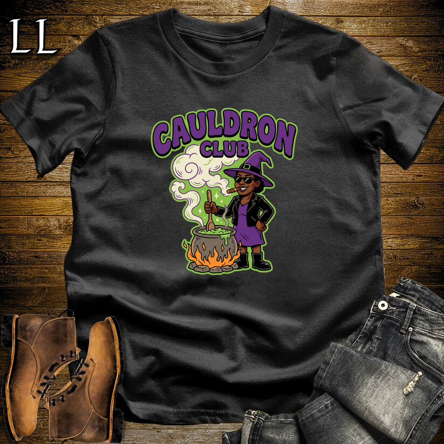 Cauldron Club Leather Jacket Witch Cigar Black Woman T-Shirt Black | Witch Cigar Shirt