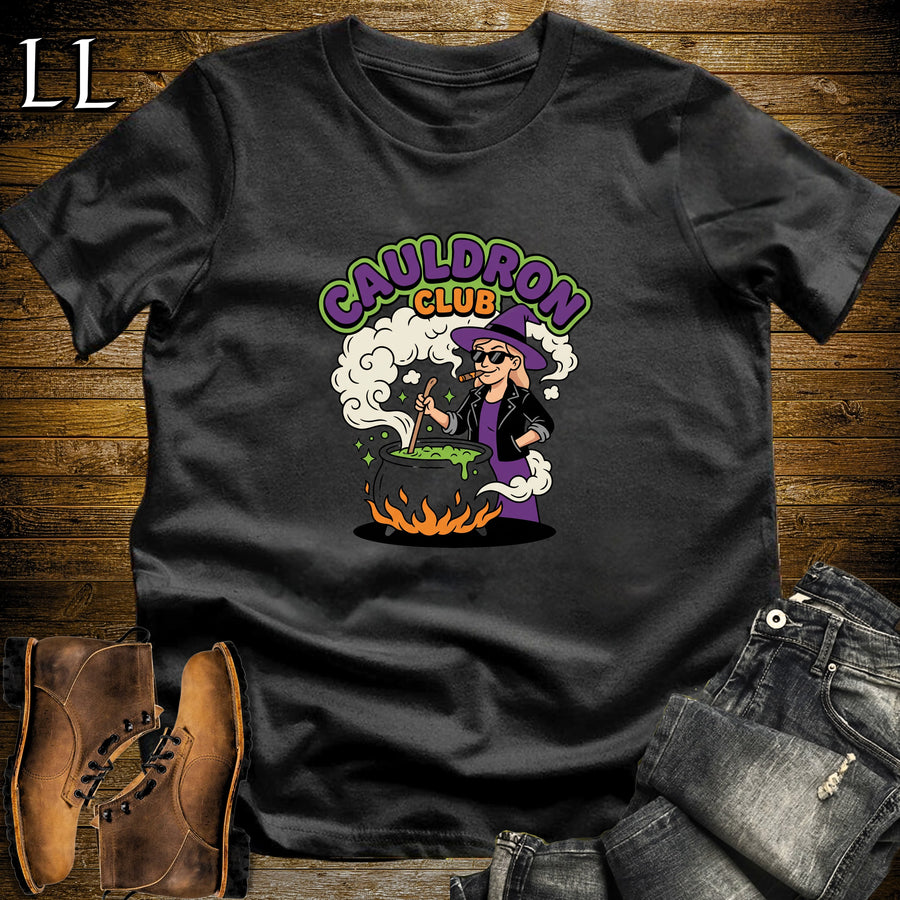 Cauldron Club Leather Jacket Witch Cigar White Woman T-Shirt | Witch Cigar Shirt