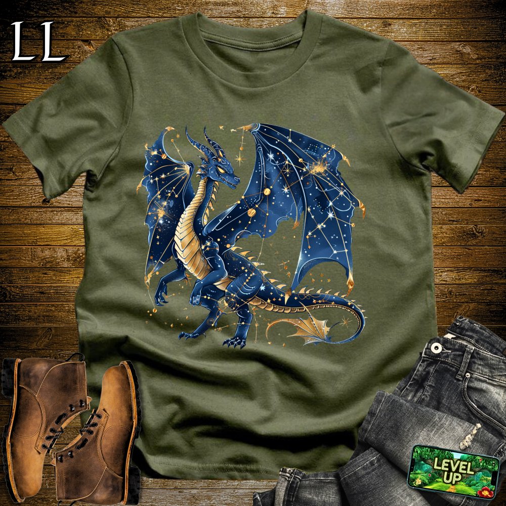 Celestial Star Dragon Softstyle Tee - Military Green - LegacyLayers