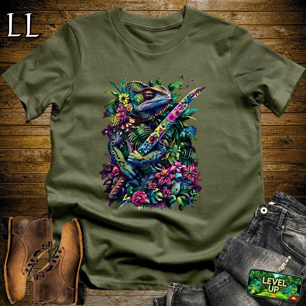 Chameleon Samurai Navy | Reptile Lover Gift Tee