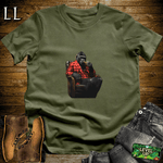 Gorilla in a checkered suit smoking a cigar graphic tee in Military Green — by Legacy Layers