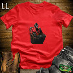 Gorilla in a checkered suit smoking a cigar graphic tee in Red — by Legacy Layers
