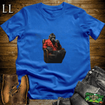 Gorilla in a checkered suit smoking a cigar graphic tee in Royal Blue — by Legacy Layers