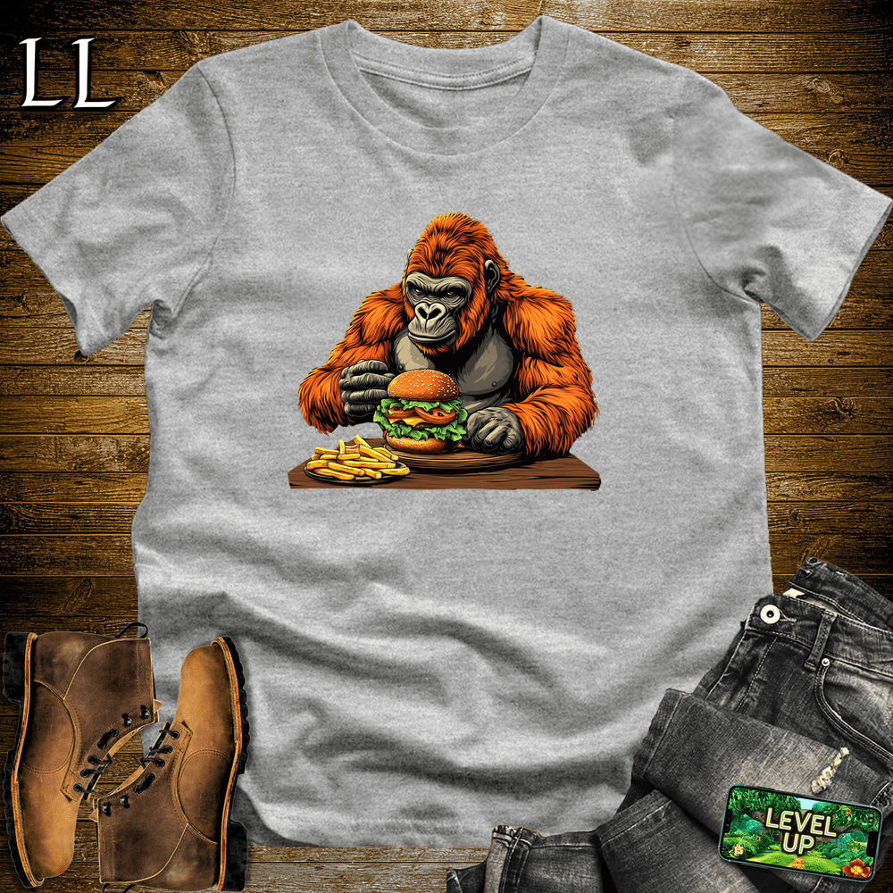 Cheeseburger Gorilla Sport Grey | Funny Gorilla Food Tee