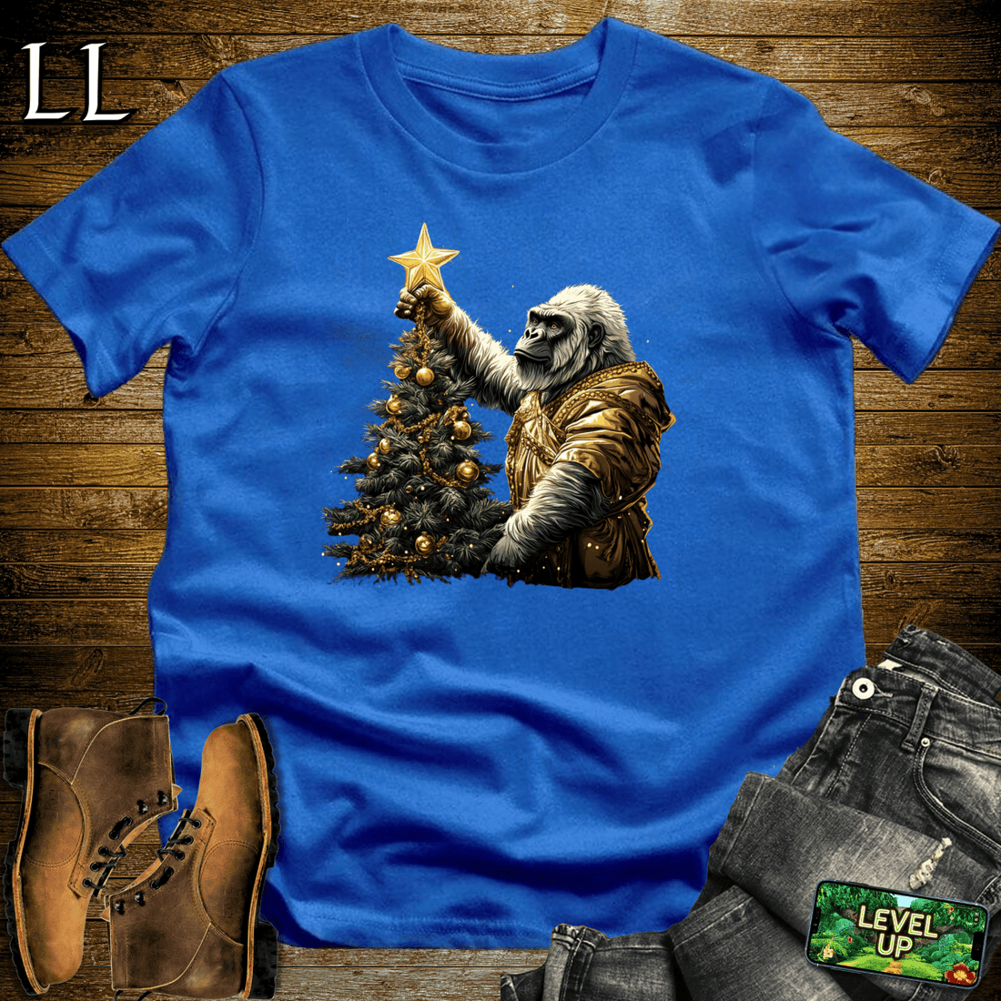 Christmas Star Gorilla Softstyle Tee Royal Blue | Holiday Tee