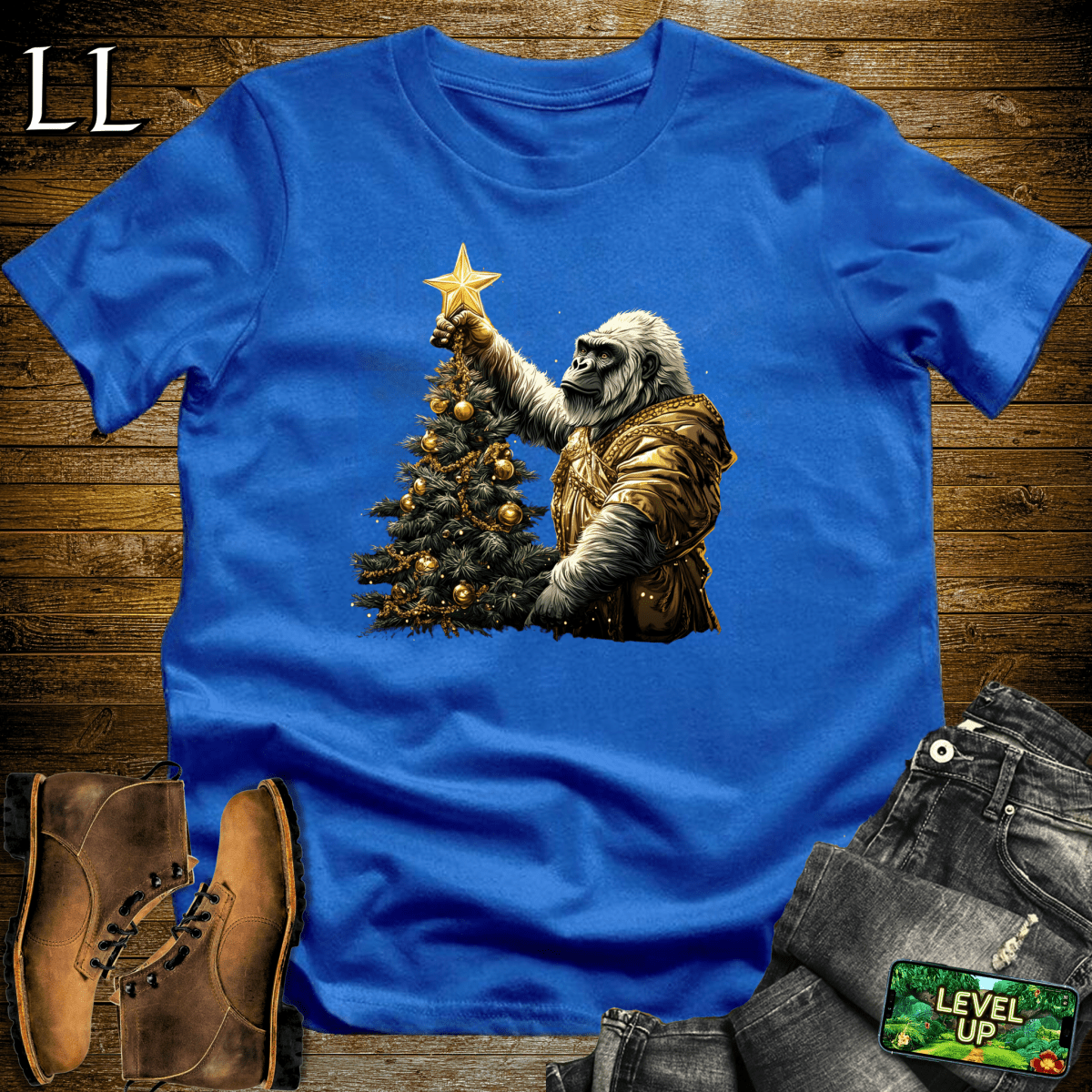 Christmas Star Gorilla Softstyle Tee - Royal - LegacyLayers