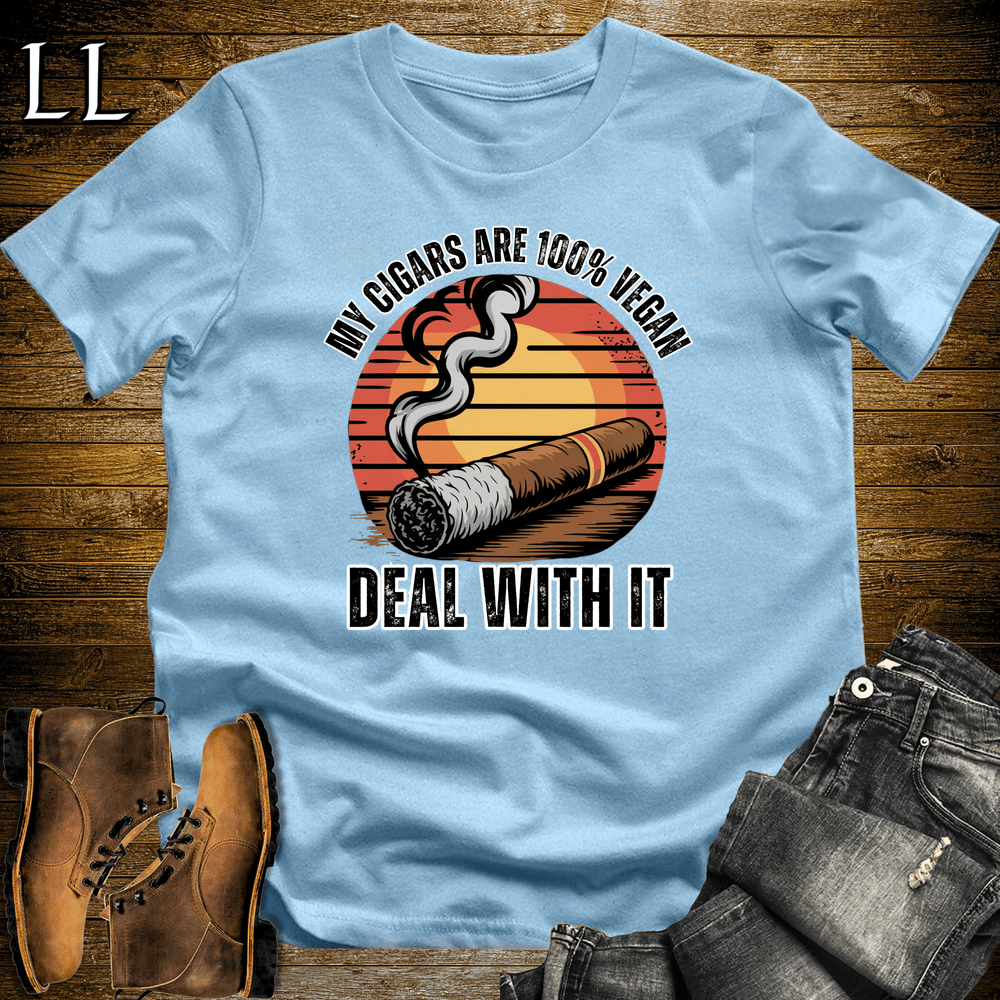 Cigars Are Vegan Shirt Light Blue | Funny Cigar Lover Tee