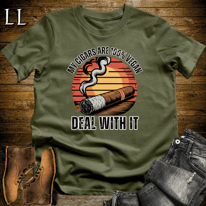 Cigars Are Vegan Shirt Military Green | Funny Cigar Lover Tee
