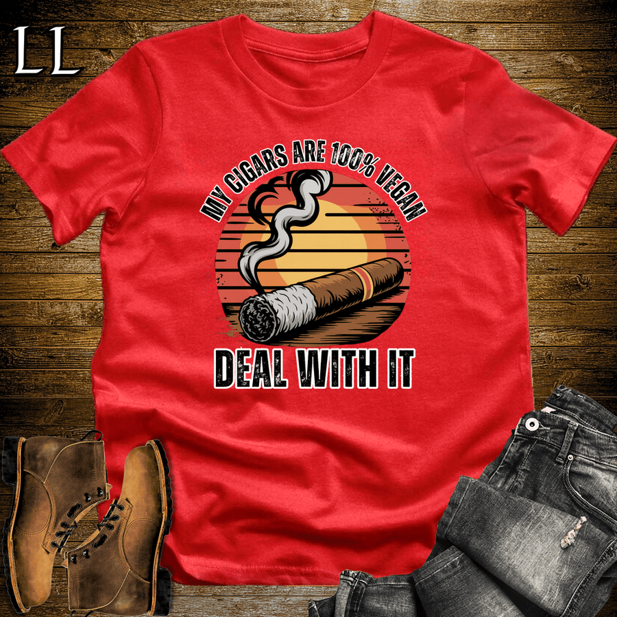 Cigars Are Vegan Shirt Red | Funny Cigar Lover Tee