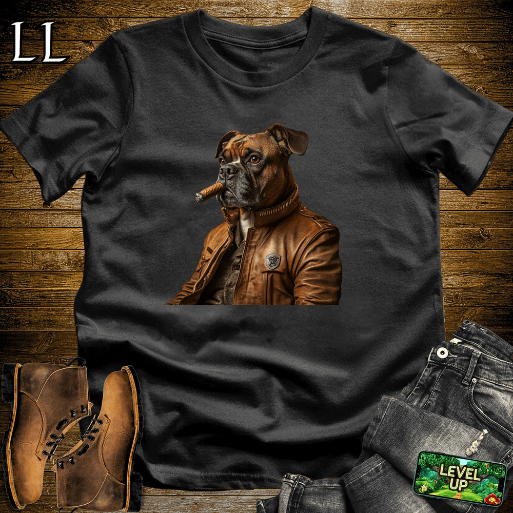 Boxer Dog Cigar Shirt Black | Dog Lover Cigar Tee