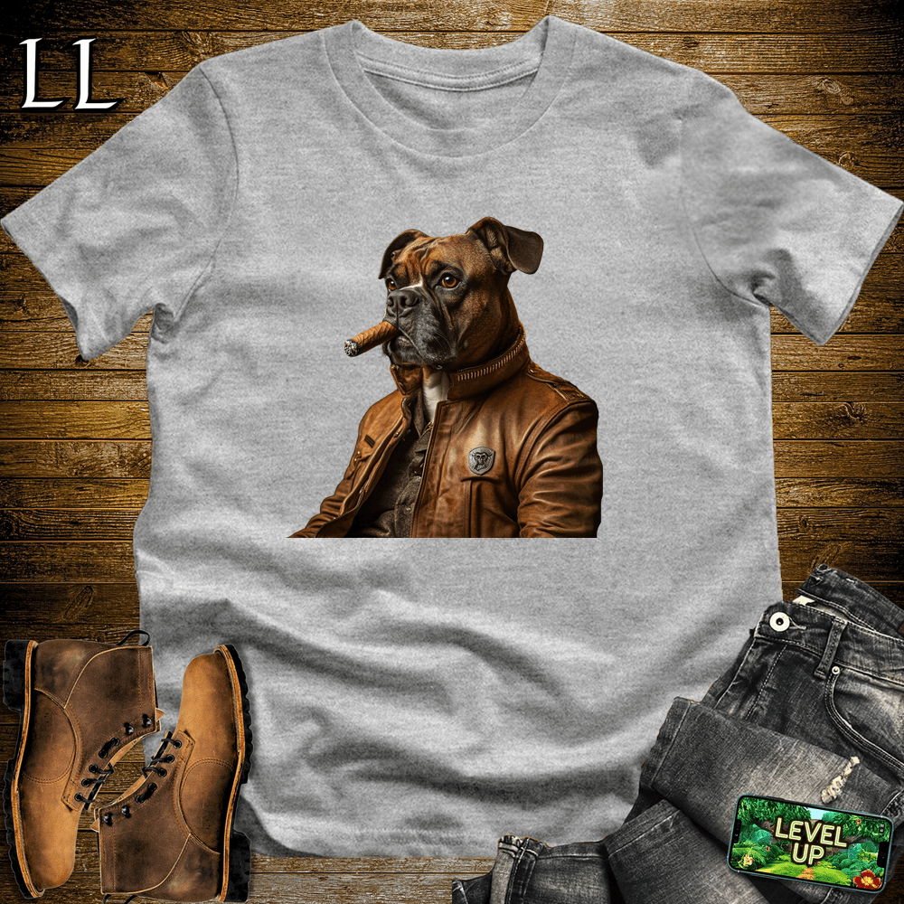 Boxer Dog Cigar Shirt Sport Grey | Dog Lover Cigar Tee