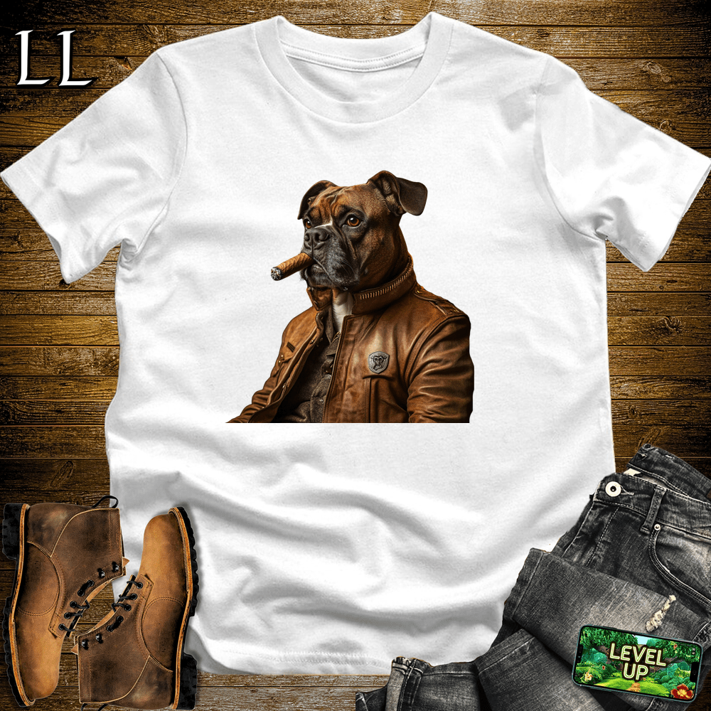 Boxer Dog Cigar Shirt White | Dog Lover Cigar Tee