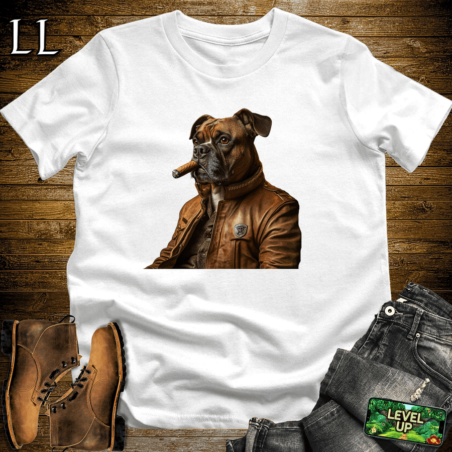 Boxer Dog Cigar Shirt White | Dog Lover Cigar Tee