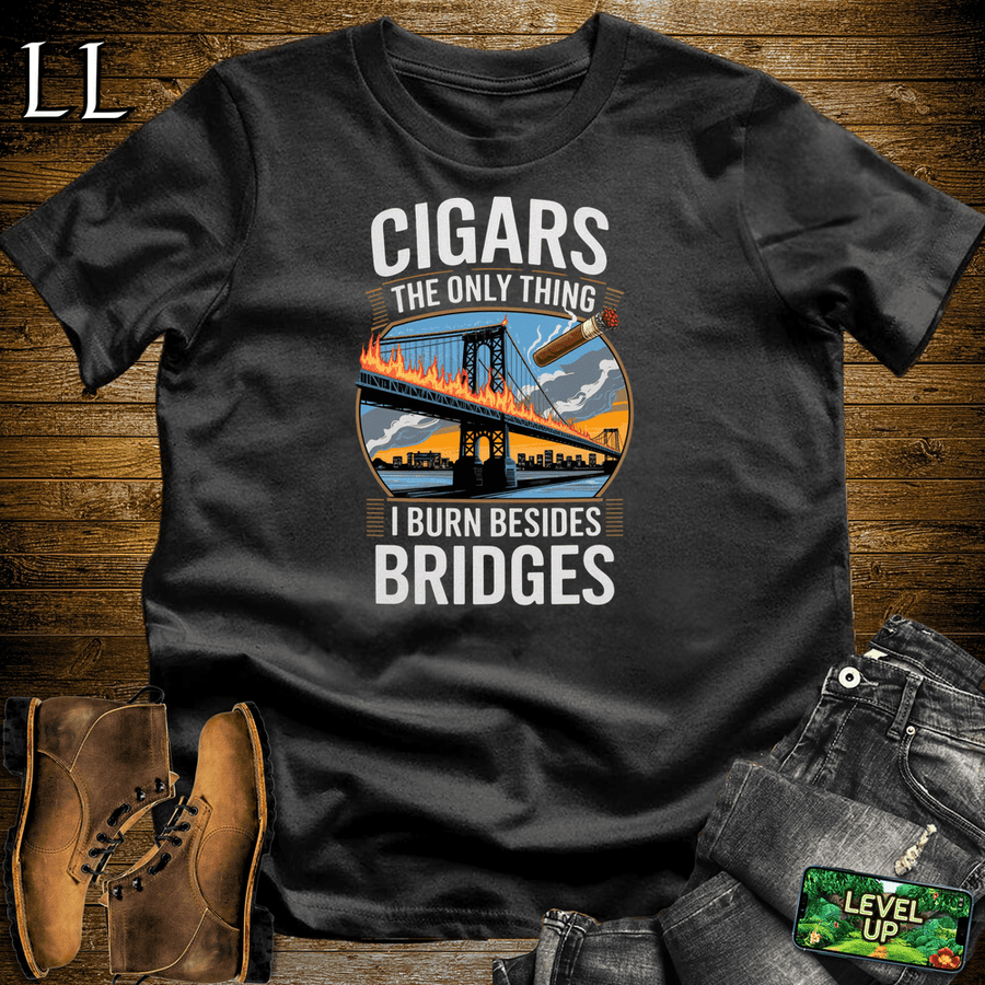 Cigar Burn Bridges Shirt Black | Bold Cigar Lover Tee