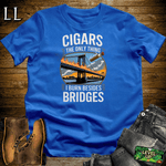 Cigar Burn Bridges Shirt Royal Blue | Bold Cigar Lover Tee