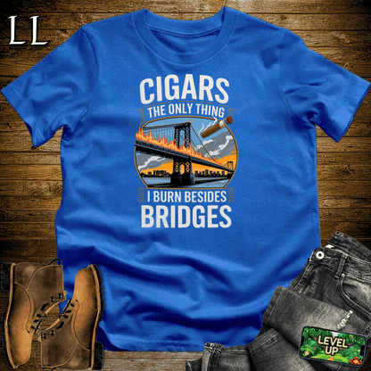 Cigar Burn Bridges Shirt Royal Blue | Bold Cigar Lover Tee