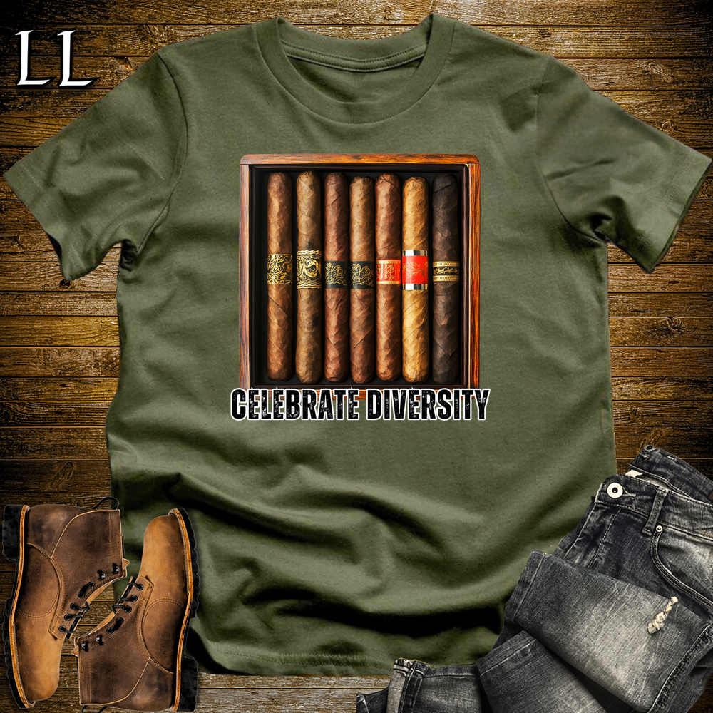 Cigar Celebrate Diversity Shirt Military Green | Funny Cigar Tee