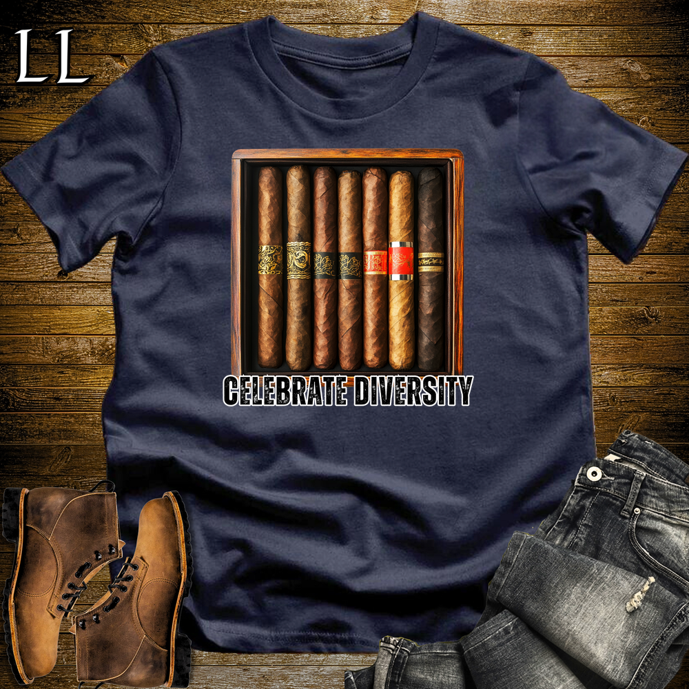 Cigar Celebrate Diversity Shirt Navy | Funny Cigar Tee