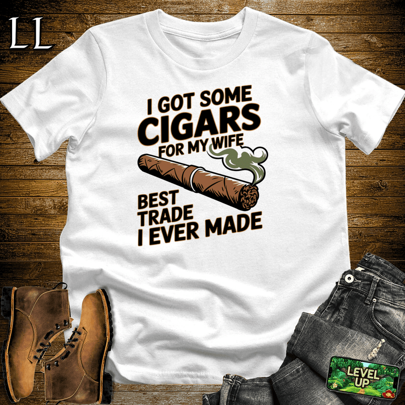 "Cigars For My Wife" funny cigar quote graphic tee in White — by Legacy Layers