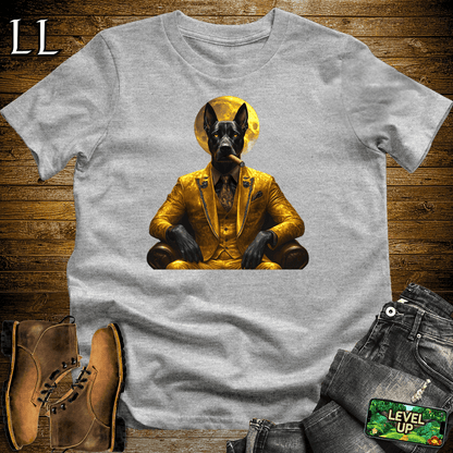 Bold illustrated Doberman smoking a cigar graphic tee in Sport Grey — Cigar Doberman by Legacy Layers