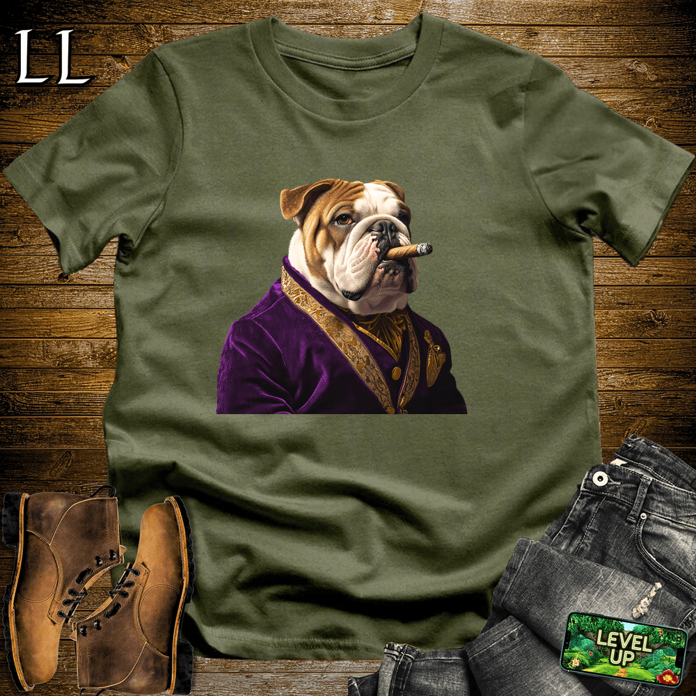 English Bulldog Cigar Shirt Military Green | Dog Lover Cigar Tee