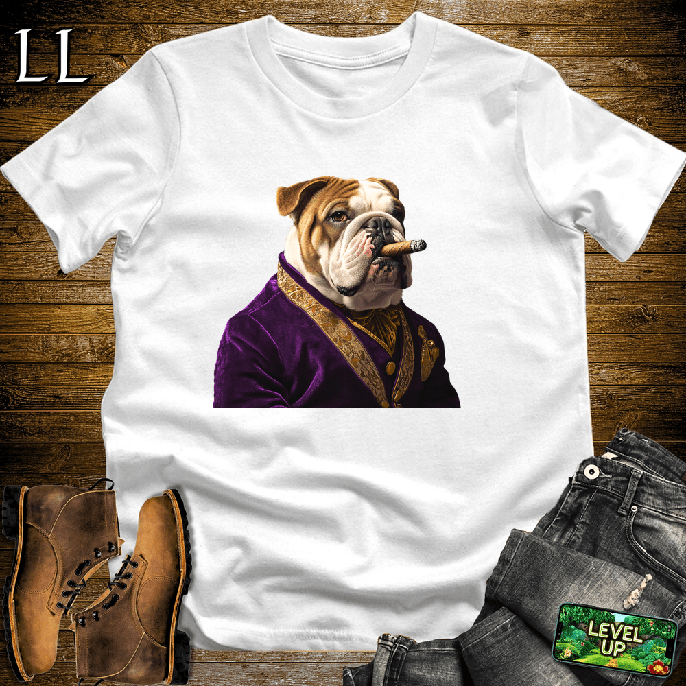 English Bulldog Cigar Shirt White | Dog Lover Cigar Tee