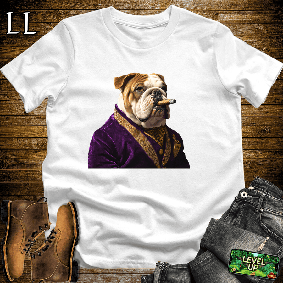 English Bulldog Cigar Shirt White | Dog Lover Cigar Tee
