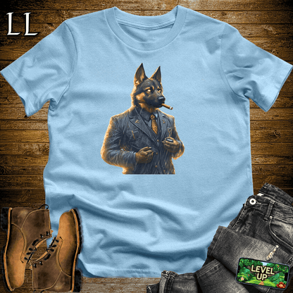 German Shepherd Cigar Shirt Light Blue | Dog Lover Cigar Tee