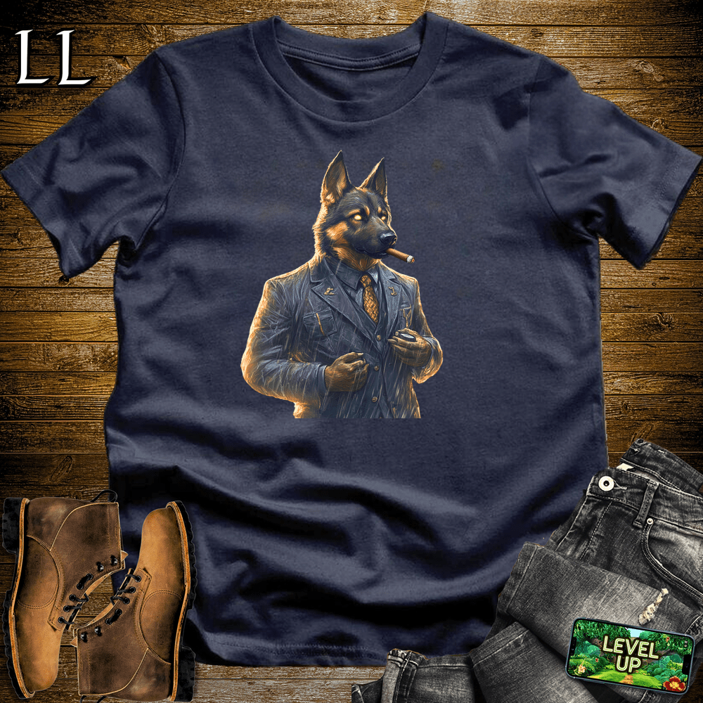 German Shepherd Cigar Shirt Navy | Dog Lover Cigar Tee