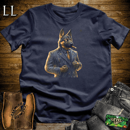 German Shepherd Cigar Shirt Navy | Dog Lover Cigar Tee