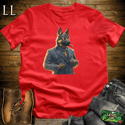 German Shepherd Cigar Shirt Red | Dog Lover Cigar Tee