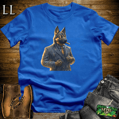 German Shepherd Cigar Shirt Royal Blue | Dog Lover Cigar Tee