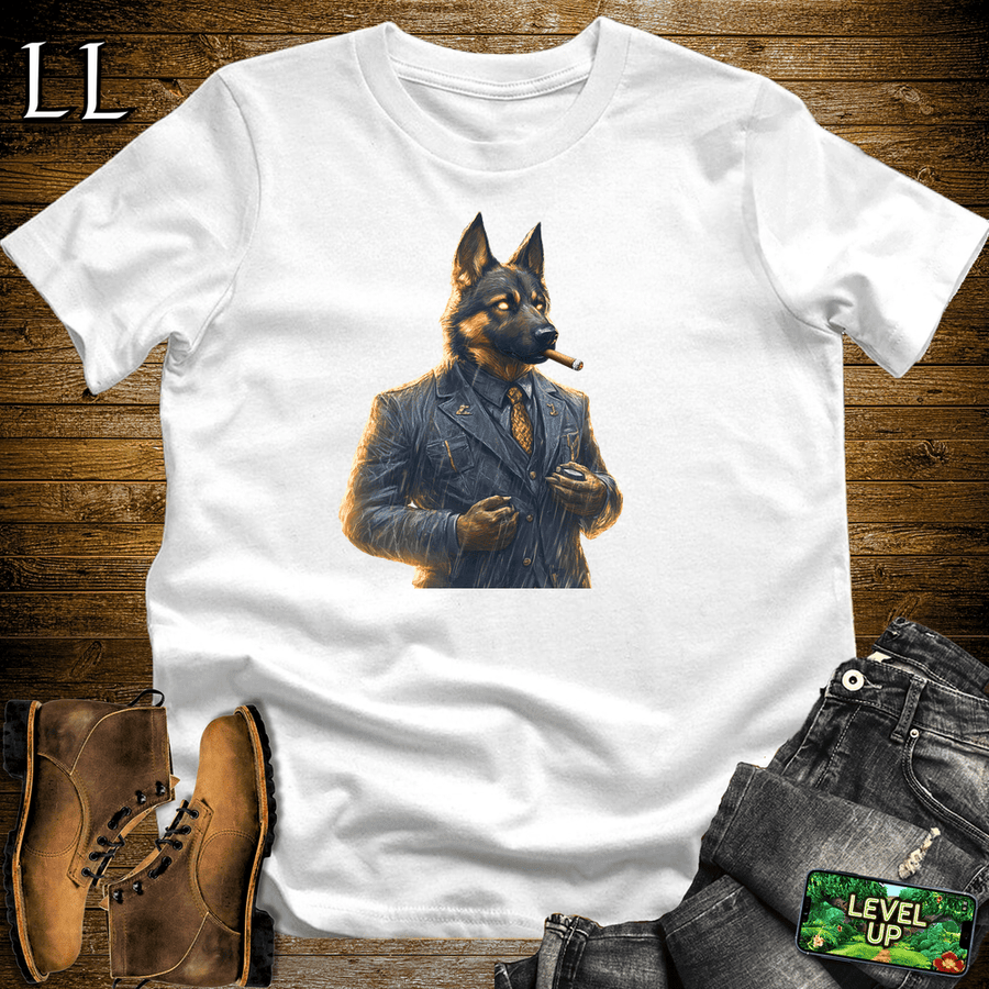 German Shepherd Cigar Shirt White | Dog Lover Cigar Tee