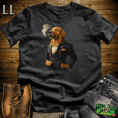 Golden Retriever Cigar Shirt Black | Dog Lover Cigar Tee